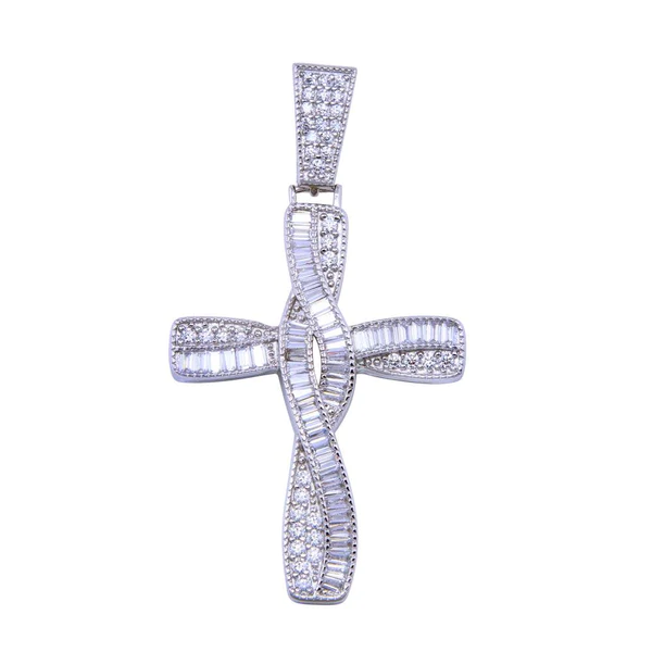 Wave Cross w/ Cubic Zirconia's