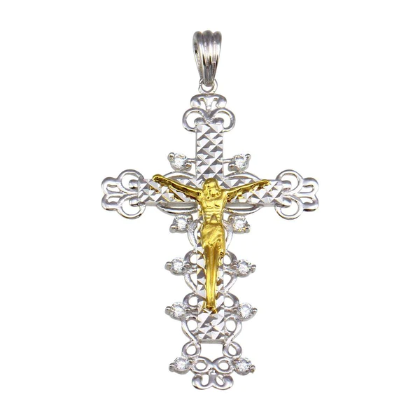 Cross w/ Cubic Zirconia's 2 Tone