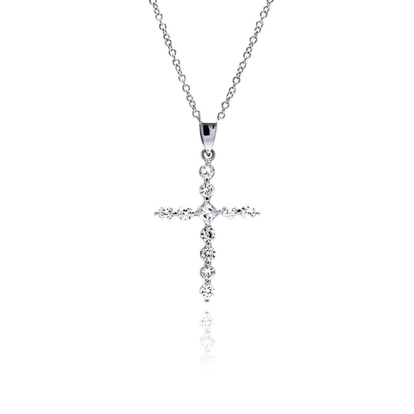 Sterling Silver Cubic Zirconia Cross Necklace