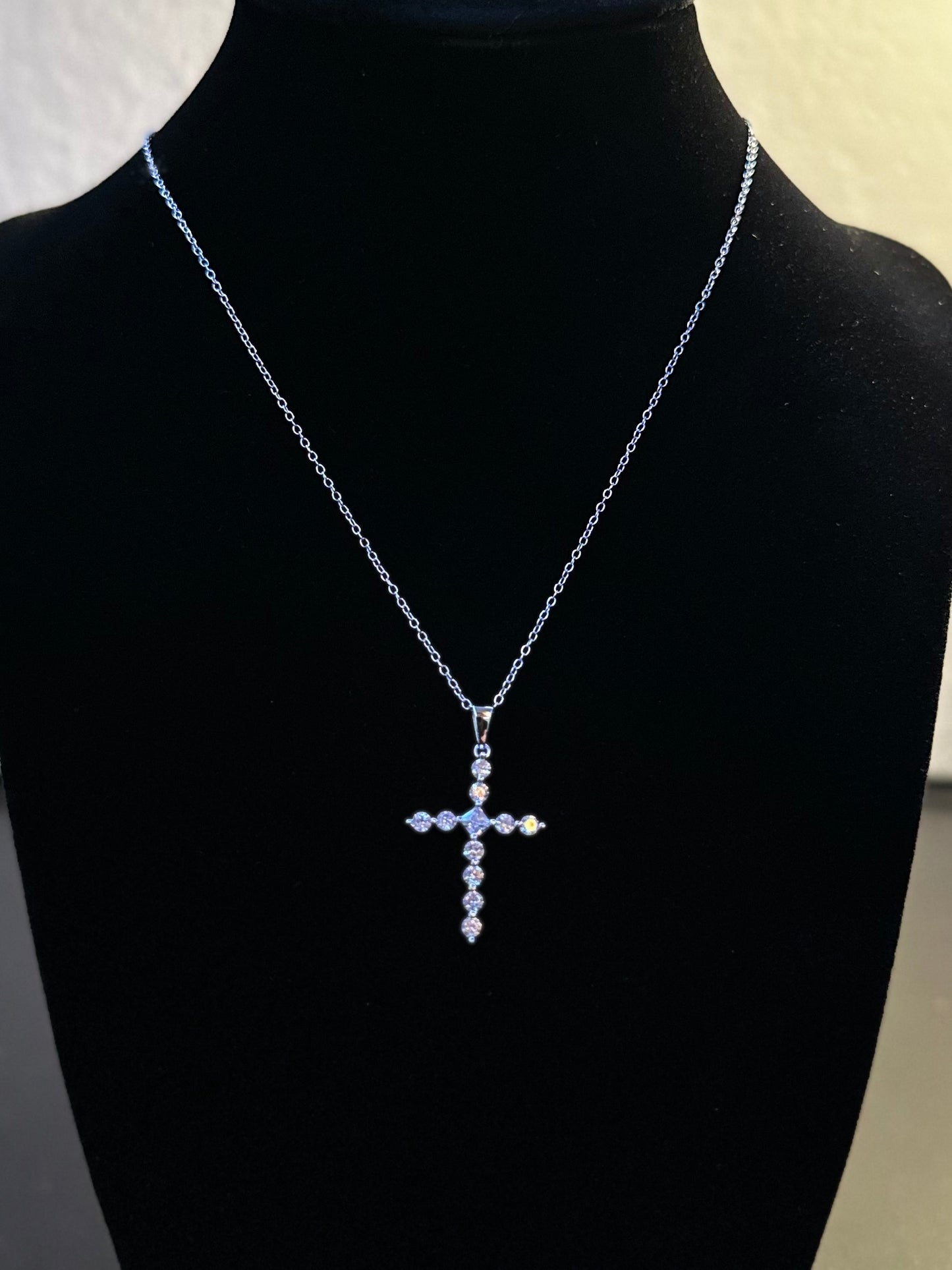 Sterling Silver Cubic Zirconia Cross Necklace