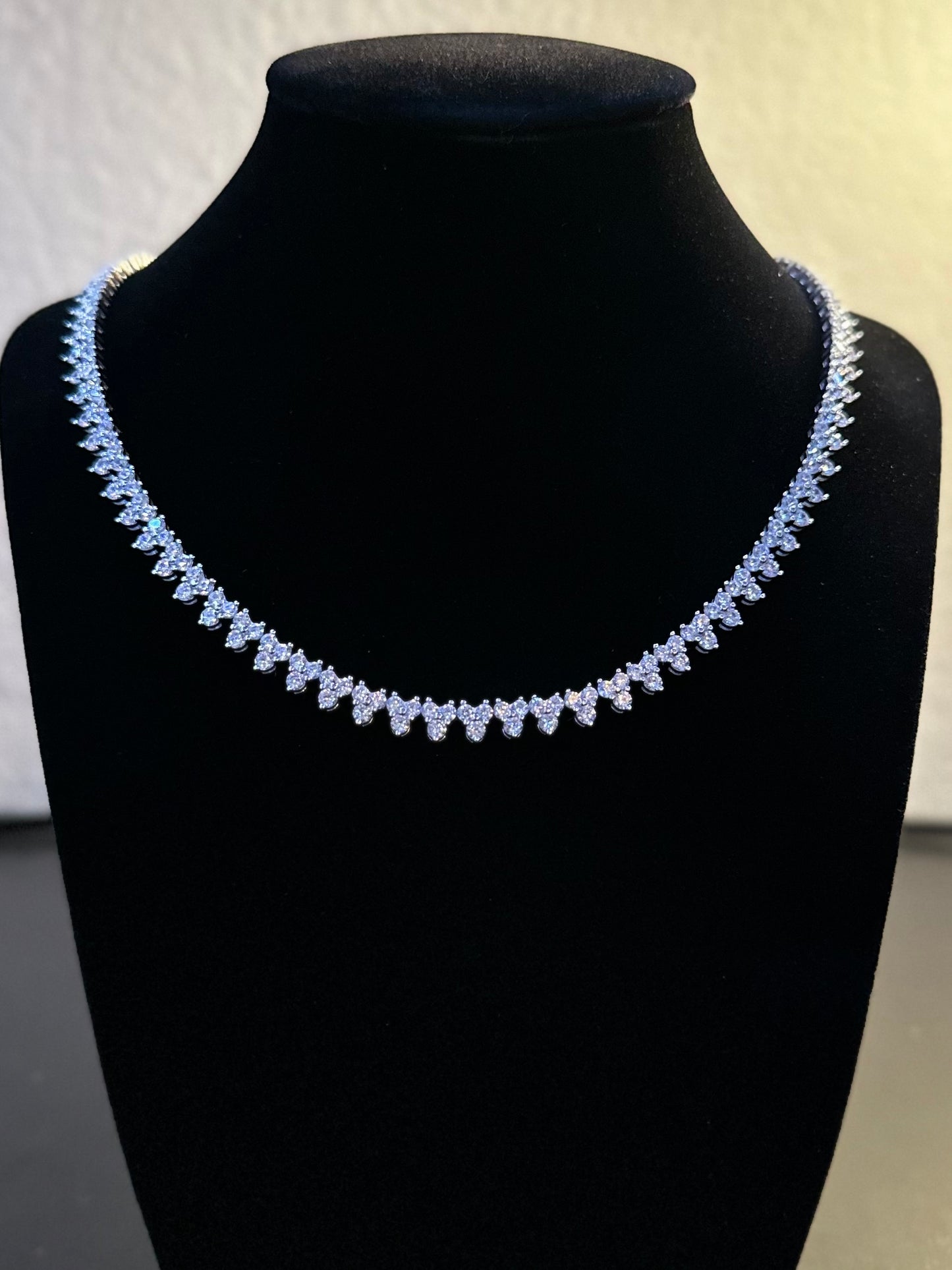 Ethereal Sparkle Sterling Silver Multi-Cut Cubic Zirconia Necklace