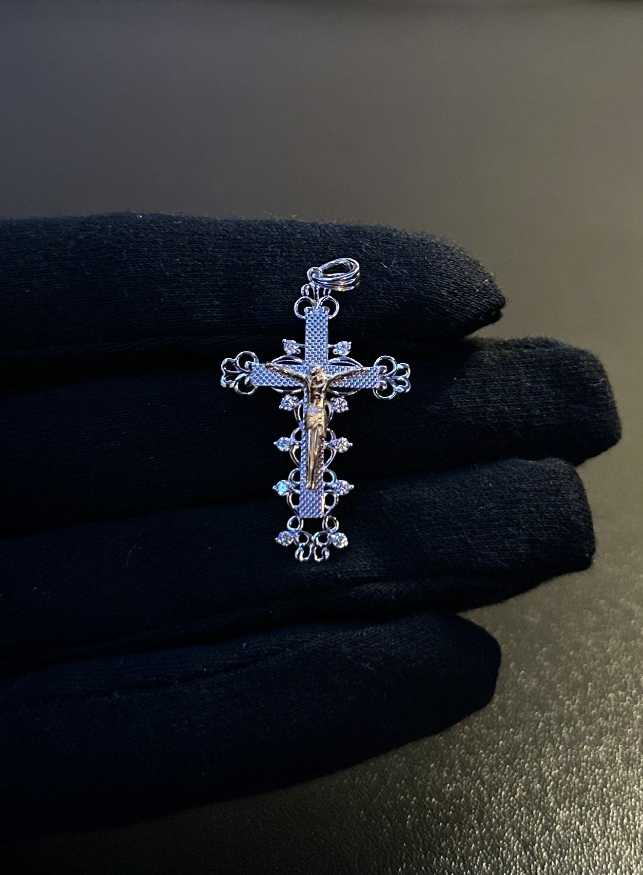 Cross w/ Cubic Zirconia's 2 Tone