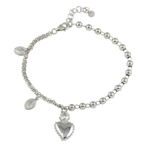 Sterling Silver Lady of Guadalupe Sagrado Corazon Bracelet