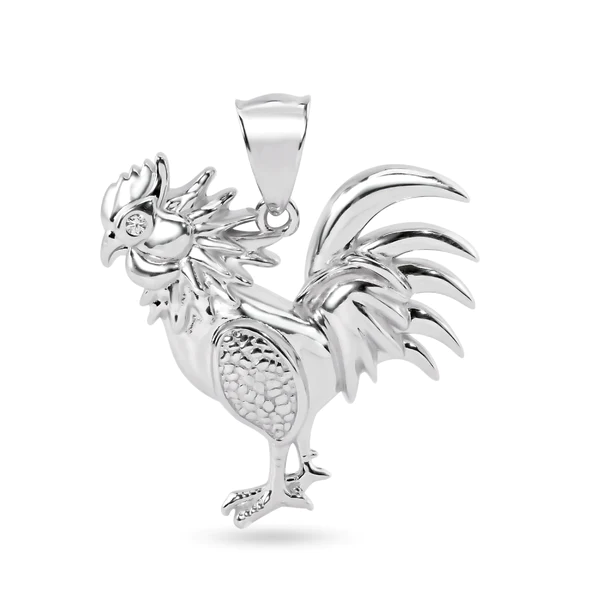 Silver Rooster w/ Cubic Zirconia Eye