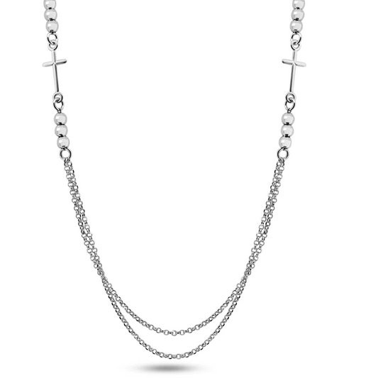 Sterling Silver Multi-Strand Cross Necklace