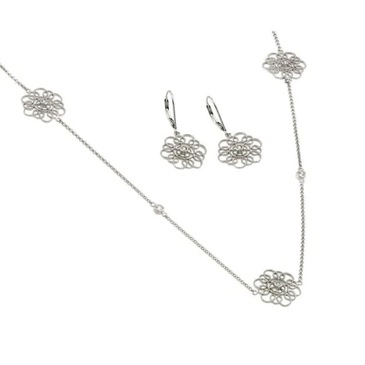 Silver Blossom Cubic Zirconia Set