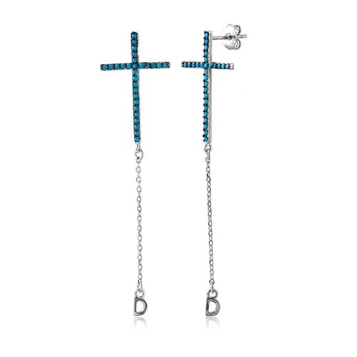 Statement Cross Studs with Vibrant Turquoise-Look Inlay