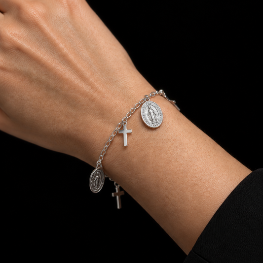 Cross & Lady of Guadalupe Adjustable Bracelet