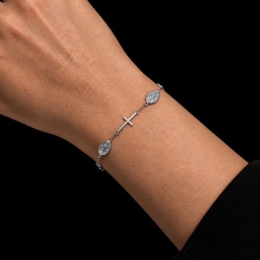 Lady of Guadalupe Medallion Charm Bracelet – Silver Tone