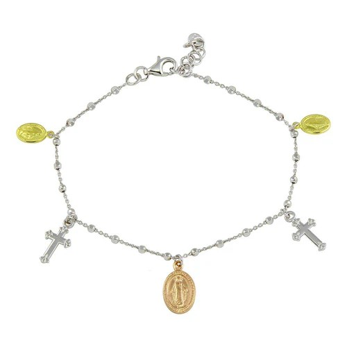 Three-Tone Lady of Guadalupe Charm Bracelet