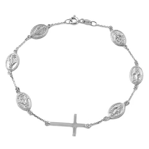 Lady of Guadalupe Medallion Charm Bracelet – Silver Tone