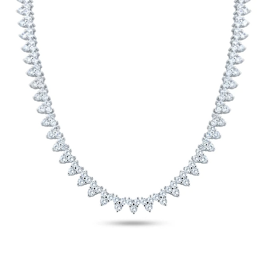 Ethereal Sparkle Sterling Silver Multi-Cut Cubic Zirconia Necklace