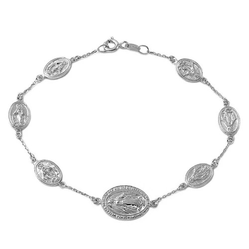 Lady of Guadalupe Medallion Charm Bracelet – Silver Tone