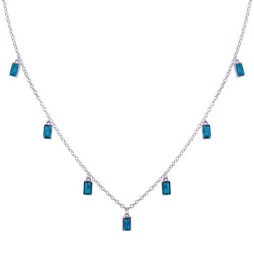 Silver-Tone Necklace with Turquoise Look Charms