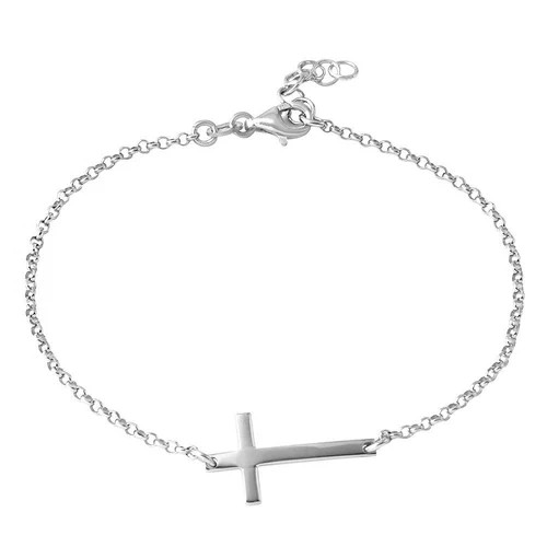 Elegant Cross Bracelet with Shiny Rolo Link Chain