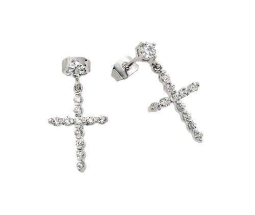 Shimmering Cross Earrings with Dangling Design