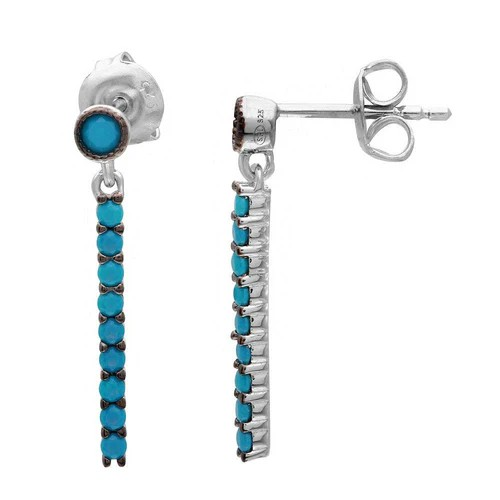 Modern Hanging Earrings – Turquoise Hue with Blue Enamel